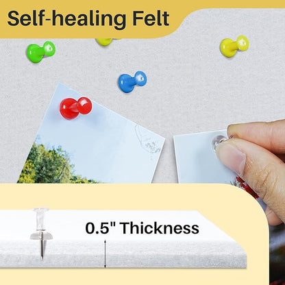 DOLLAR BOSS Large Cork Board for Wall 48" x 36" x 0.5" Bulletin Board 12 Packs Black Cork Board Tiles Self Adhesive Felt Wall Tiles with Pushpins, Corkboard for Office Pin Board Tack Board, White