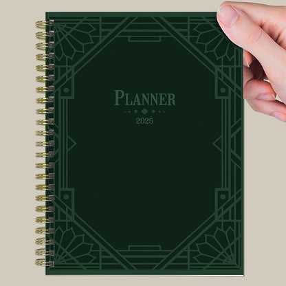 TF PUBLISHING 2025 Emerald Edition Medium Weekly Monthly Planner - Goals & Task Trackers - Planner Monthly and Weekly with Organizer Stickers - 12 Month Calendar Planner - 6.5" x 8"
