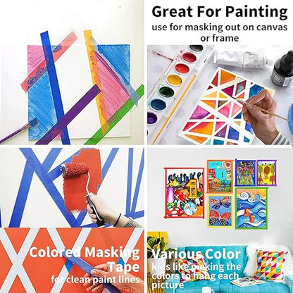 Colored Masking Tape Rolls, 1 inch Wide Total 540 ft Long, Craft Tape Color Painters Tape Colorful Art Tape Rainbow Labeling Tapes Marking Tape for Kids Crafts Moving Classroom, 9 Colors