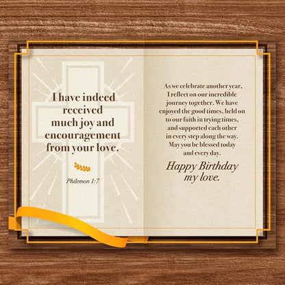 Prime Greetings Religious Birthday Card For Husband, Made in America, Eco-Friendly, Thick Card Stock with Premium Envelope 5in x 7.75in, Packaged in Protective Mailer