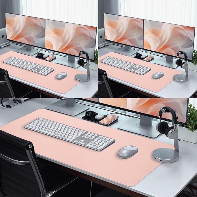 Blossoms Pink Desk Mat, Waterproof Non-Slip Leather Desk Pad, Large Mouse Pad, Desk Writing Pad, Desk Mat for Keyboard and Mouse Desk Organizers and Accessories (31.5×15.7 Inches)