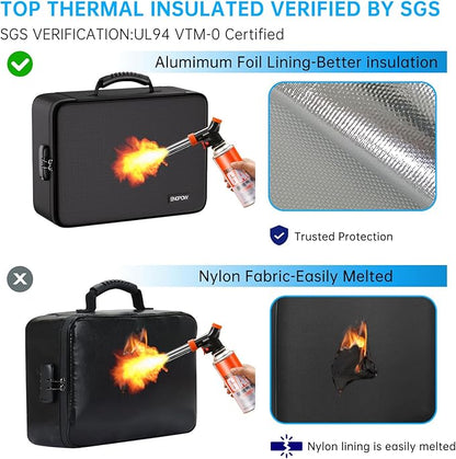 ENGPOW Fireproof Document Box with Lock,5200℉ Soft Case Fireproof Box with 25 Pocket Accordion File Folder,Multi-Layer Fireproof Water Resistant Safe Box File Organizer for Important Documents,Laptop