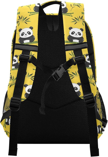 MNSRUU Laptop Backpack with Chest Strap, Panda and Bamboo School Backpack, Travel Hiking Backpack for Boys Girls Teen Adult, Rucksack, Knapsack