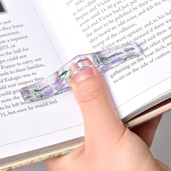 SKYNEO Book Page Holder, Thumb Book Page Holder, Dried Flowers for Resin Page Holder, Book Reader Reading Accessories for Teachers Gift and Bookworm Gifts, Gifts for Book Lovers - White