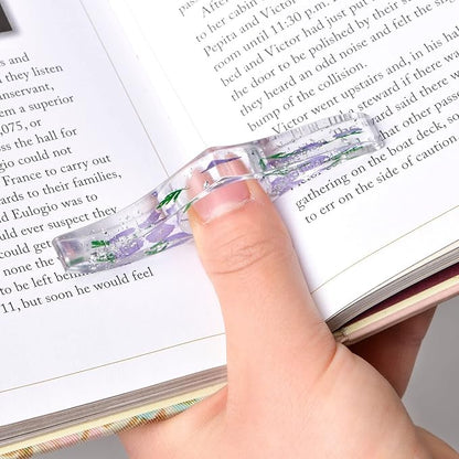 SKYNEO Book Page Holder, Thumb Book Page Holder, Dried Flowers for Resin Page Holder, Book Reader Reading Accessories for Teachers Gift and Bookworm Gifts, Gifts for Book Lovers - White