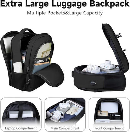 Lapsouno Travel Backpack, Large Carry on Backpack, 17 Inch Laptop Backpack, Big Backpack, Extra Sturdy TSA Friendly with USB Port College School Rucksack Bag Backpack Gifts for Him Men Women, Black