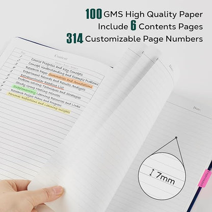 Hardcover Notebook Journal, B5 Lined Daily Journal College Ruled Notebook for Women Men, 320 Pages Large Writing Journal Notebook for School Work, Dark Green Leather Notebook, 7.1'' X 10''