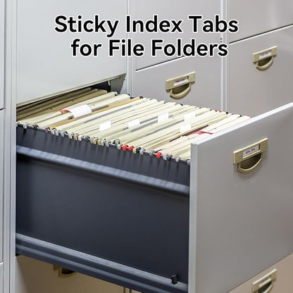 Sticky Index Tabs, Page Markers Writable File Tabs Flags for Notebooks, Binders, File Folders, Books 1.6 x 1 Inch, White (480 Pieces)