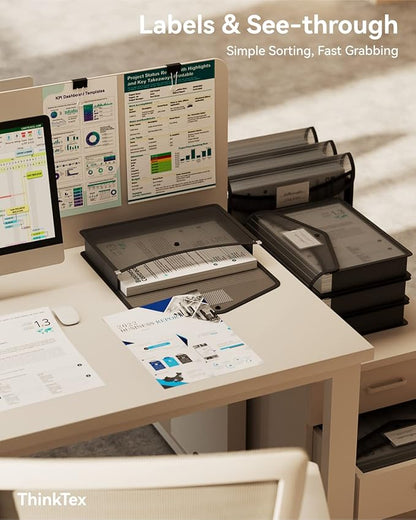 ThinkTex Plastic Expanding File Folder, Transparent envelopes with Snap Closure, No Dividers, Large Capacity, Fit Letter/A4 Size - 5 Packs