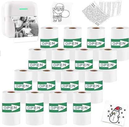 16 Rolls Self-Adhesive Thermal Paper, Glossy Thermal Printer Paper for Mini Portable Printer, 50mm X 4m, Diameter 30mm, Thermal Labels for Most Pocket Printer