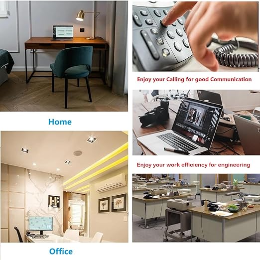 RJ11 Cable 2 Way Telephone Splitter 3 Pack, Black, Splitter 6P4C Connector Phone Line Cord Adapter with Cable for Landline Telephone Wire, Suitable for Telephone, Fax Machine