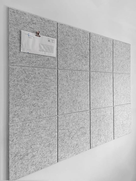 Large Cork Board Alternative - 12 Pack Felt Wall Tiles with Safe Removable Adhesive Tabs, Cork Boards for Walls Cork Board for Office Pin Board Tack Board Cork Board 48 x 36 - Silver Gray
