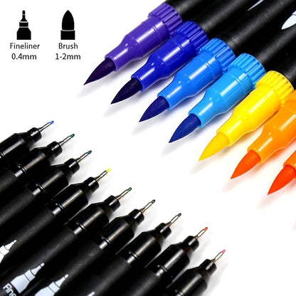 SMOOTHERPRO 36 Acrylic Paint Pens, Brush Tip (1-2mm) and 0.4mm Fineliner, Waterproof Acrylic Paint Markers for Adults Fabric Markers for Textile, Canvas, Rock, Glass, Wood, Paper, Pumpkin, DIY