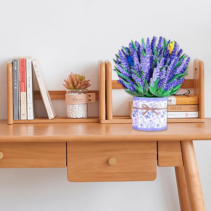 Lavender Bouquet Pop Up Card, 3D Flower Greeting Card with Envelope for Any Occasion, Birthday, Mother's Day, Anniversary, Valentines Day, Foldable Flower Cards for Wife or Friends