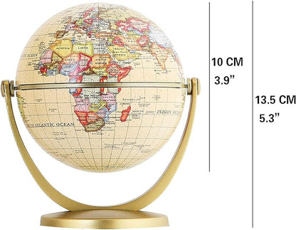 Annova Mini Antique Globe 4-inch / 10 cm - Swivels in All Directions Educational, Decorative, Unique, Small World, Desktop, Vintage (Mini Globe 4")