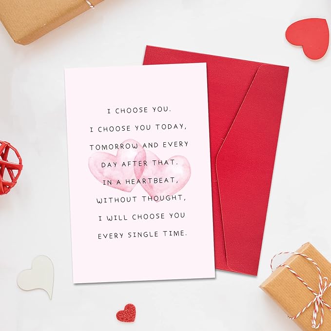 Ogeby Cute Valentines Day Card Gifts for Boyfriend Girlfriend, Sweet Anniversary Cards Gifts for Husband Wife, I Choose You Every day Love Card for Him Her