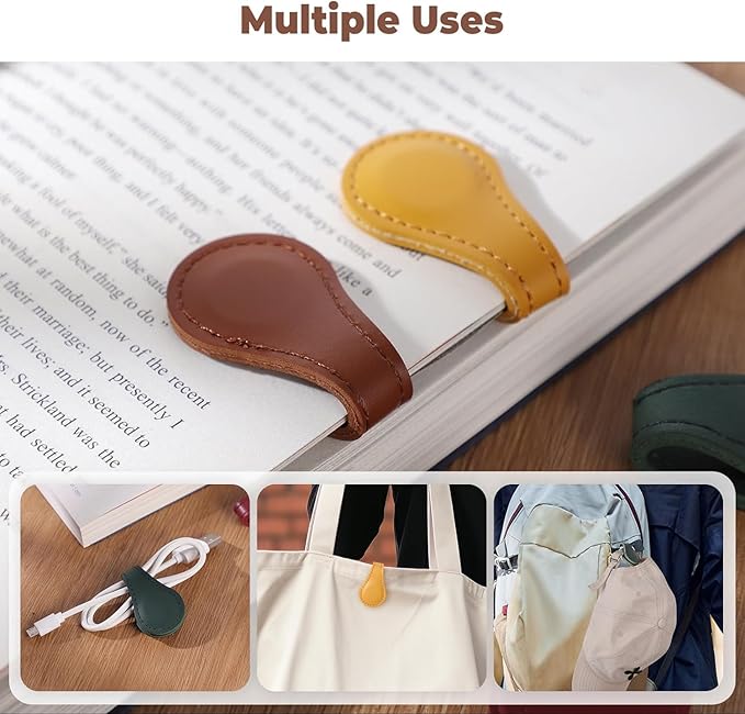 Personalized Magnetic Leather Bookmark, 26 Letters Custom Leather Bookmarks, Handmade, Leather Magnetic Bookmark for Book Lovers Readers Women Kid(Black，B）