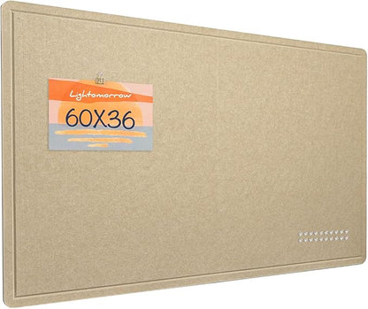 Large Bulletin Board - 60 x 36 Inches, Decorative Felt Pin Board for Wall - 5' x 3' Foldable Photo Display Board with Self-Adhesive Tape, Includes 20 Push Pins - Beige Brown