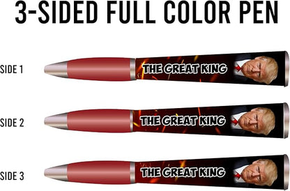 Trump The Great King Ballpoint Pen, MAGA, Trump Merchandise Donald Trump Gifts for Men & Women, Make America Great Again Donald Trump The Great King Pen - Imprinted In The USA (3-Sided Pen)