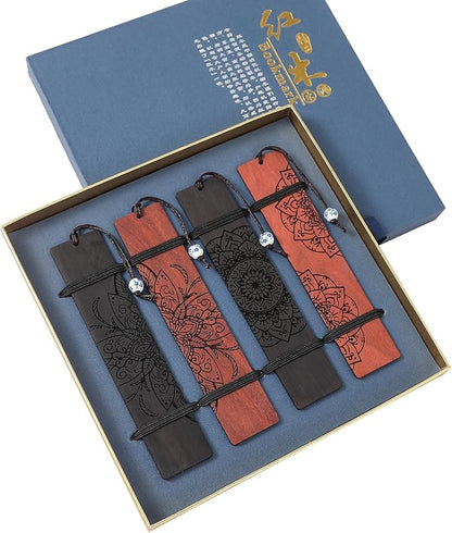 4 pcs Book Marks Set, Boho Book Markers, Bookmarks for Men Women Book Lovers Bookworm (Mandala Set)
