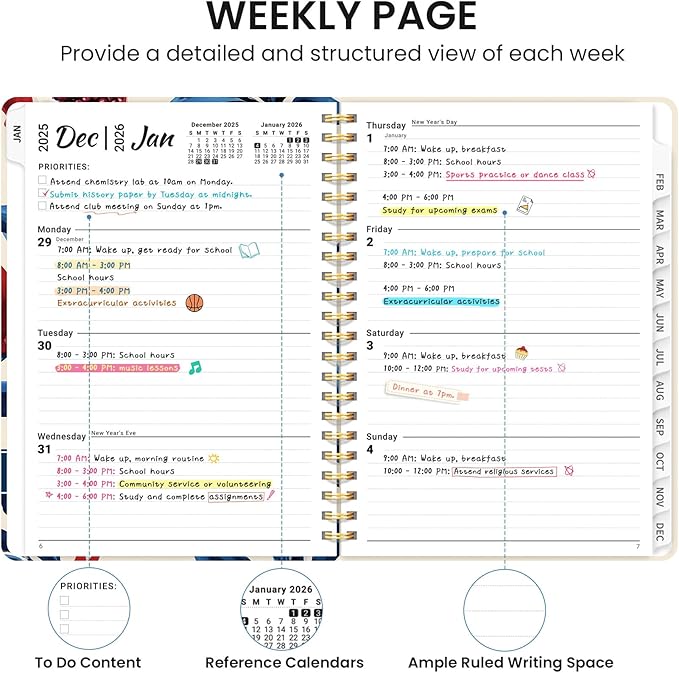 2026 Planner, Aesthetic Weekly and Monthly Planner for Women, Jan 2026 to Dec 2026, Hardcover 2026 Calendar Book with Monthly Tabs, Inner Pocket, Perfect for Office Home School - A4 (8.5" x 11"), Pomegranate