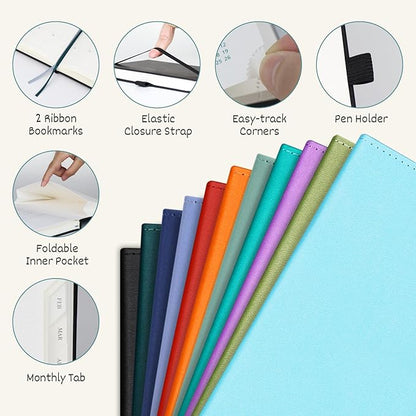 BEZEND 2026 Planner Weekly and Monthly (8.5" x 11") Daily Calendar with Half-Hourly Timeslots & Tab (Jan-Dec) Note & Expenses, Pen Holder, Inner Pocket, Vegan Leather Hardcover - Lavender