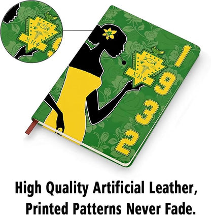 AKA Sorority Gift Leather Notebook for Women Girls Pink and Green Greek Sorority Journal Notebook Sisterhood Graduation Gift (1932)