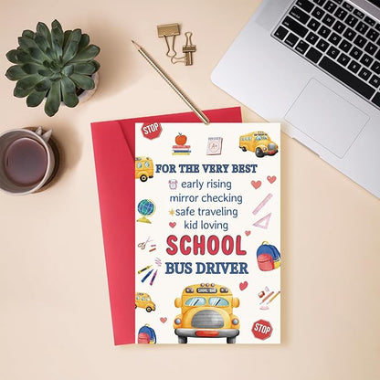 Funny School Bus Driver Appreciation Gifts, Cute School Bus Driver Retirement/End of School Year Gift Card for Him Her