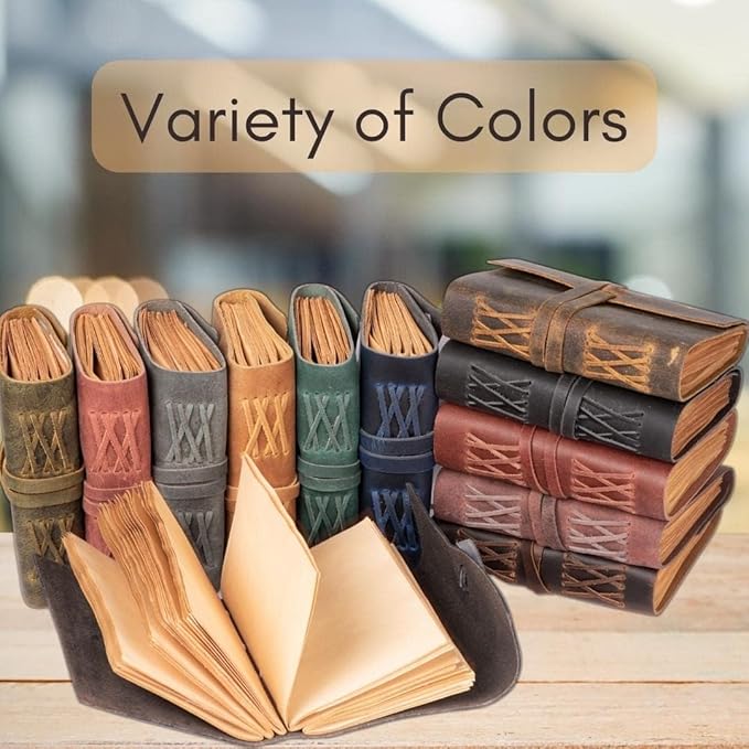 LEATHER VILLAGE Leather Bound Journal - Rustic Brown, 13"X8", 220 Pages - Vintage Blank Paper Diary for Writing, Drawing, Sketchbook, and Travel Notebook - Ideal for Women and Men