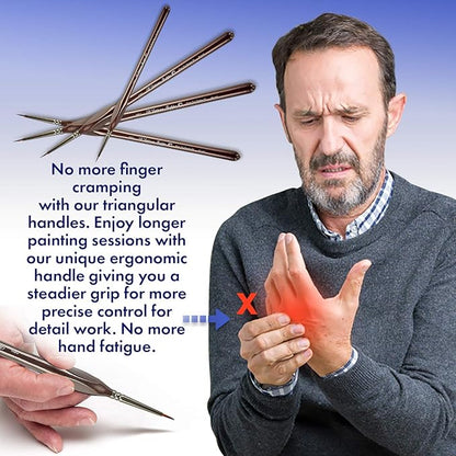 Fine Tip Paint Miniature Brushes. 4pc Round 00 Detail Paintbrushes Set for Acrylic Watercolor Oil - Art Model Craft Warhammer Hobby Paint by Numbers Painting