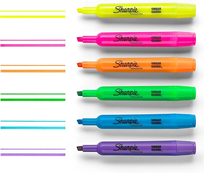 Sharpie Tank Style Bulk Highlighters, Chisel Tip Highlighter Marker Set, Journal Highlighters, Office And Teacher Supplies, Fluorescent Yellow Highlighters, 36 Count