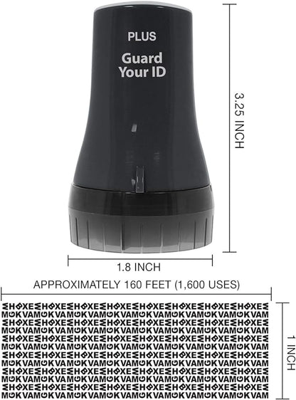 Guard Your ID Wide Advanced Roller 2.0 Identity Theft Prevention Security Stamp Black