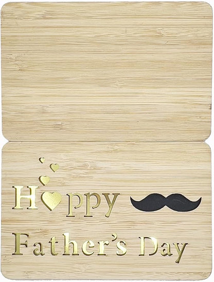 Fathers Day Cards,Handmade Bamboo Greeting Cards,Wooden Thankyou Card,Father's day Card for Dad,Happy fathers day