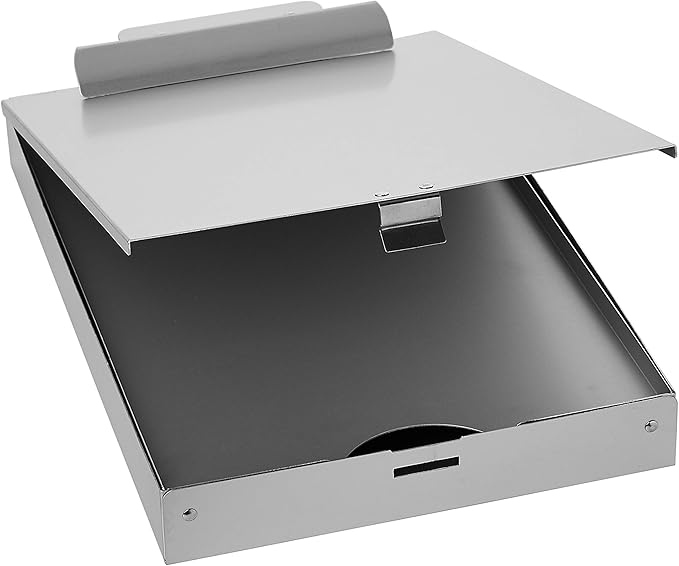Amazon Basics Metal Storage Clipboard, Three-Tier, Pack of 10, letter size, Silver