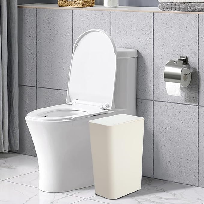 SHPMXUPW 3 Pack Bathroom Small Trash Can with Lid,10L / 2.6 Gallon Slim Garbage Bin Wastebasket with Pop-Up Lid for Bedroom, Office, Kitchen, Craft Room, Fits Under Desk/Cabinet/Sink