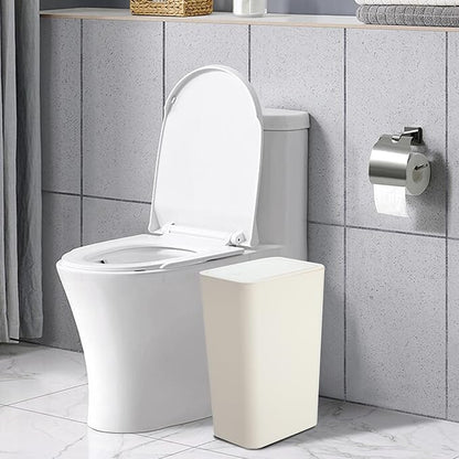 SHPMXUPW 3 Pack Bathroom Small Trash Can with Lid,10L / 2.6 Gallon Slim Garbage Bin Wastebasket with Pop-Up Lid for Bedroom, Office, Kitchen, Craft Room, Fits Under Desk/Cabinet/Sink