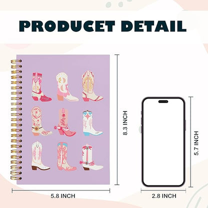 BearCake Cowgirl Boot Notebook, Cowgirl Stuff, Cowgirl Gifts, Western Office Supplies, Western Stuff for Women, Boho Western Notebook Journal 5.5x8.3 purple