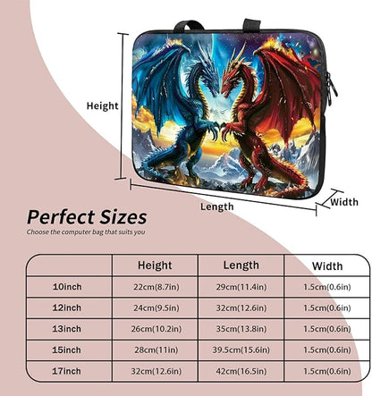 Universal Tablet Laptop Sleeve Case 10 inch, Blue Red Dragons Slim Carrying Case Durable Handbag Travel Laptop Bag for 7 to 10-inch Laptops/Notebook/Kids Tablet/ipad/eBook Readers