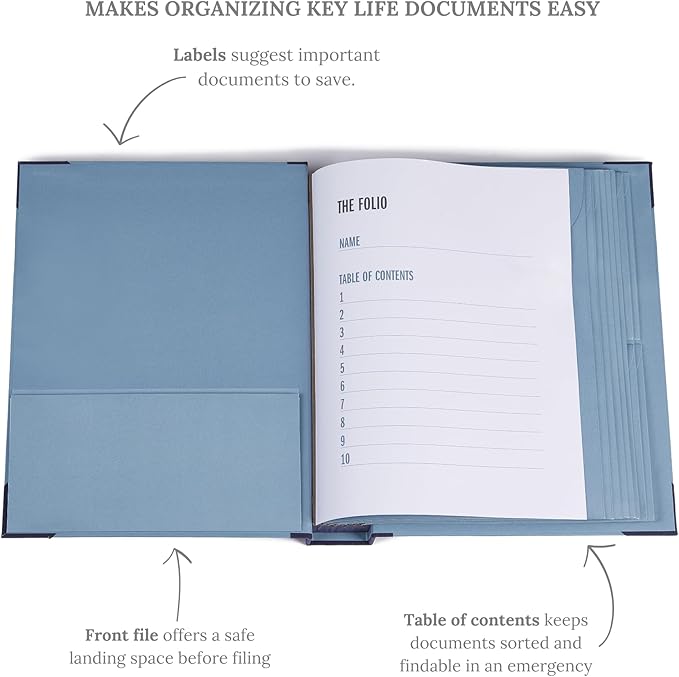 Savor | 2025 Updated Edition The Folio™ Document Organizer|Custom Dyed Cloth Bound Expanding File Folder for Important Papers, Emergency Binder,Birth Certificates,Social Security Cards, and Passports