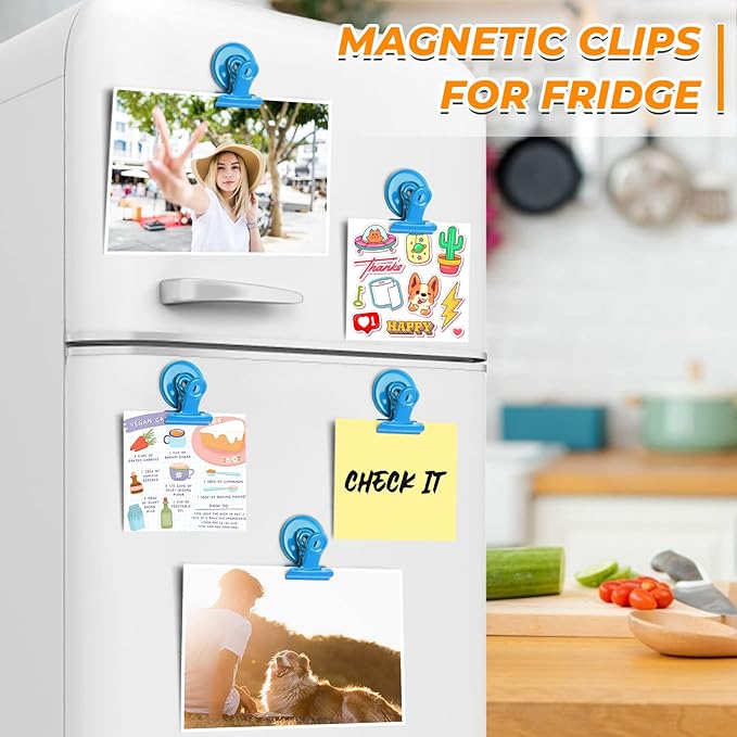 20 Pack Magnetic Clips Refrigerator Magnets, Heavy Duty Magnet Clips, Clip Magnets Fridge, Magnet Clips for Whiteboard Locker Cruise Decor (Light Blue)