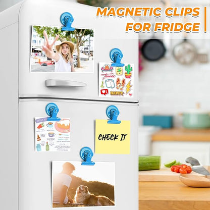 20 Pack Magnetic Clips Refrigerator Magnets, Heavy Duty Magnet Clips, Clip Magnets Fridge, Magnet Clips for Whiteboard Locker Cruise Decor (Light Blue)
