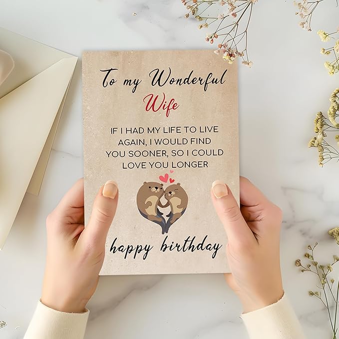 Romantic Wife Birthday Card, Sweet Birthday Card for Wife, Funny Birthday Gifts for Wife, Lovely Wife Birthday Card from Husband