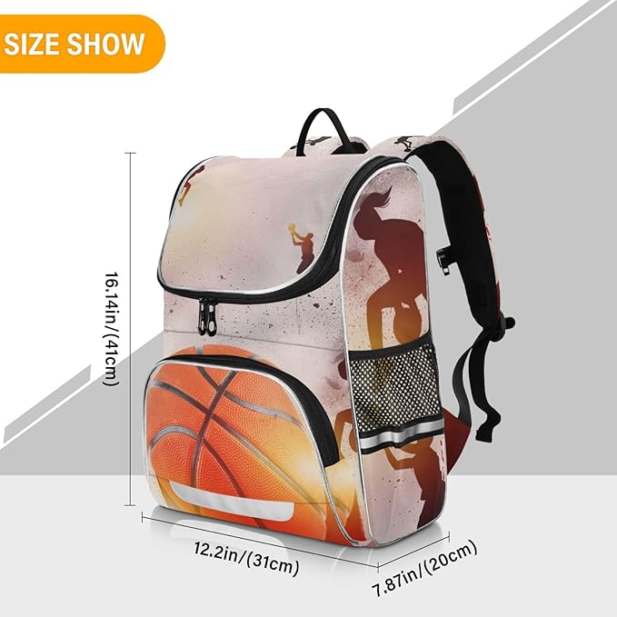 Basketball Backpack with Reflective Strip for Kids Boys Girls Elementary School Bag Removable Chest Strap