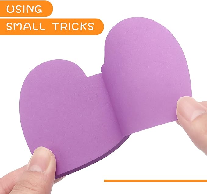 Heart Shape Sticky Notes 6 Color Bright Colorful Sticky Pad 75 Sheets/Pad Self-Sticky Note Pads