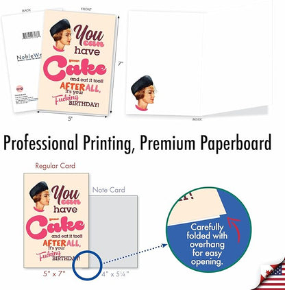 NobleWorks - 1 Funny Women's Birthday Card - Hilarious Bday Greeting Card with Envelope, Sassy Celebration - Have Your Cake C7019BDB