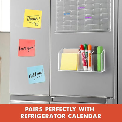 Magnetic Dry Erase Marker Holder, Acrylic Magnet Pen Holder for Whiteboard, Refrigerator, Magnetic Fridge Organizer for Office, Classroom, Whiteboard Maker Holder, Locker Organizer