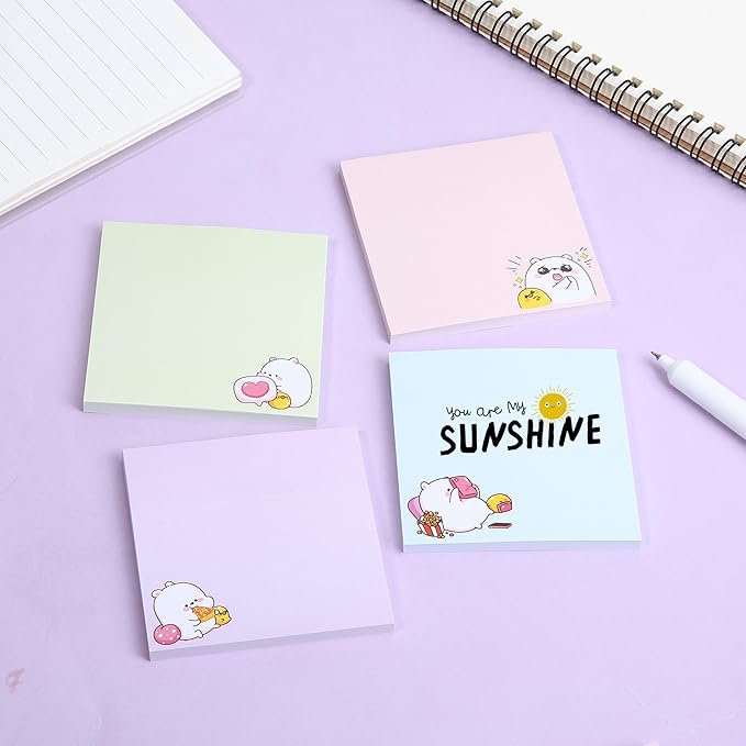 Mr. Pen- Sticky Notes, 3”x3”, 8 Pads, 400 Sheets, Cute Bear Sticky Notes, Sticky Pads Sticky Notes Aesthetic, Colorful Sticky Notes Bulk Sticky Notes Cute Sticky Notes for Women