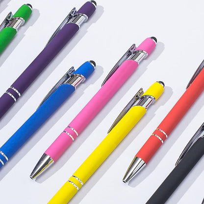 Ballpoint Pens with Stylus Tips，12 Pcs Retractable Metal Stylus Pen for Touch Screens, 1.0 mm Black Ink(Mixed Color)