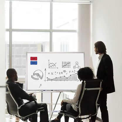 H-Qprobd Mobile Whiteboard 36"x24" Magnetic Dry Erase Board with Stand - Adjustable Height Double Side Rolling White Boards on Wheels for Home, Office & School