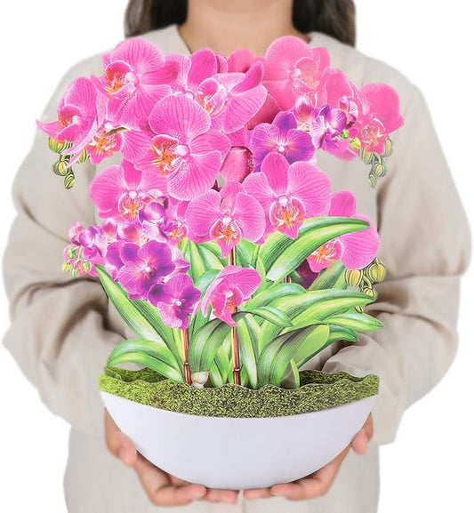 Pop Up Cards,Butterfly Orchid,12 Inch Forever Flower Bouquet 3D Popup Greeting Cards With Blank Note Card and Envelope,Perfect For Birthday, Christmas, Thanksgiving Day,Mother's Day Gifts